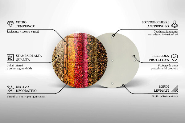 Üveg vágódeszka Színes fűszerek