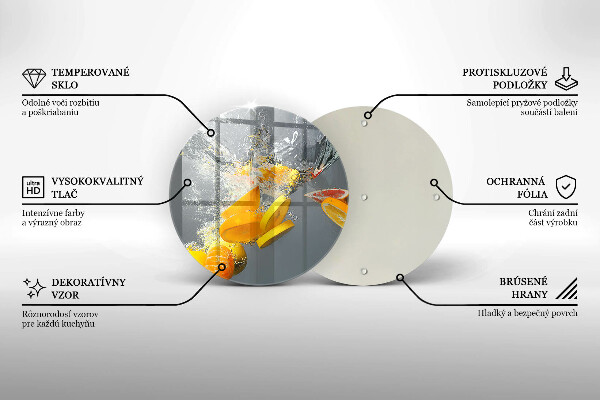 Üveg vágódeszka Citrom vízben