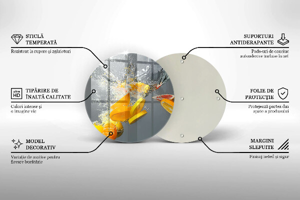 Üveg vágódeszka Citrom vízben