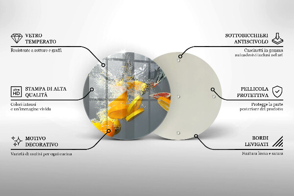 Üveg vágódeszka Citrom vízben