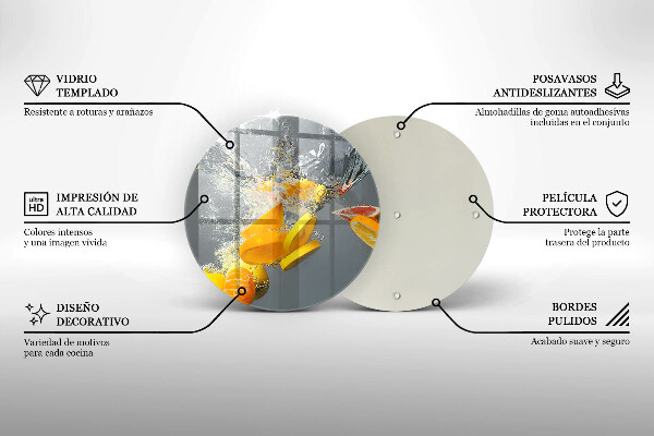 Üveg vágódeszka Citrom vízben