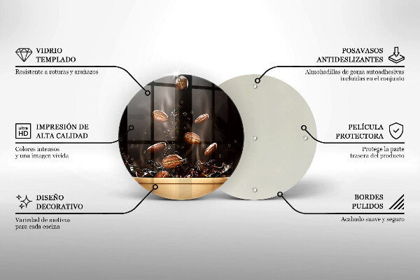 Üveg vágódeszka Forró kávébab