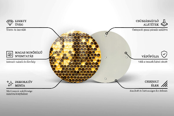 Üveg vágódeszka Méhsejt