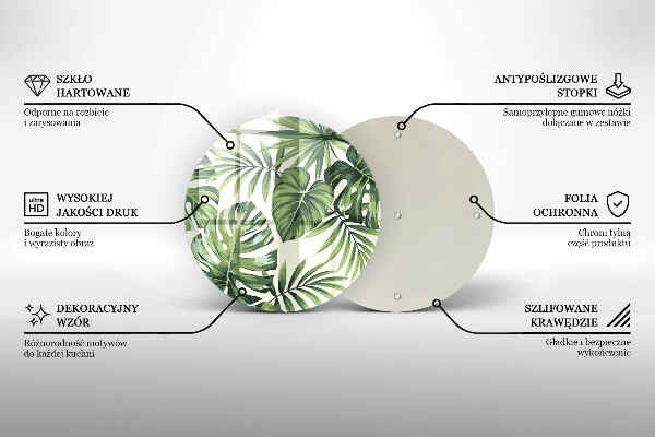 Üveg vágódeszka Monstera levelek illusztráció