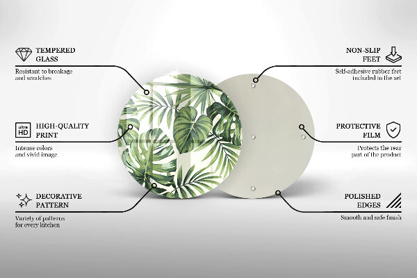 Üveg vágódeszka Monstera levelek illusztráció