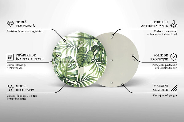 Üveg vágódeszka Monstera levelek illusztráció