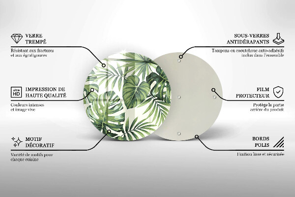 Üveg vágódeszka Monstera levelek illusztráció