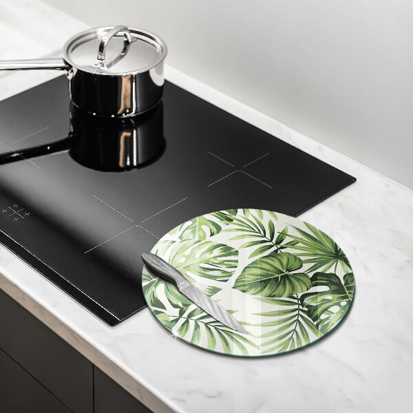 Üveg vágódeszka Monstera levelek illusztráció