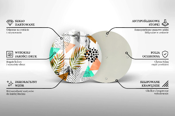 Üveg vágódeszka Boho levelek minta