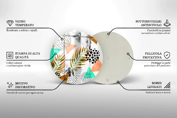 Üveg vágódeszka Boho levelek minta