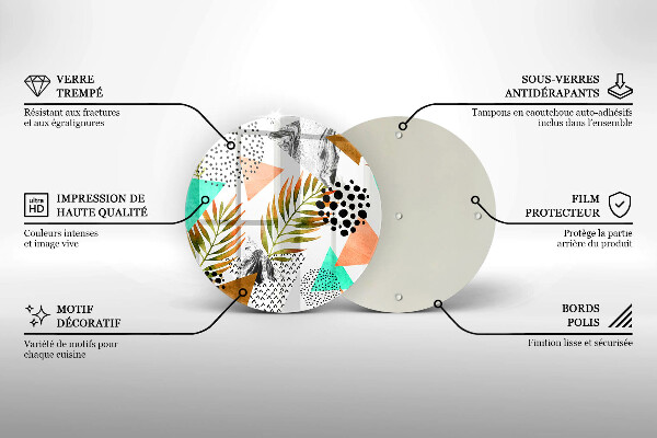 Üveg vágódeszka Boho levelek minta