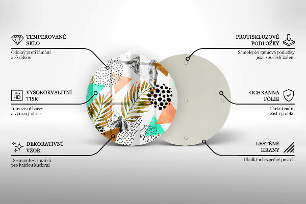 Üveg vágódeszka Boho levelek minta