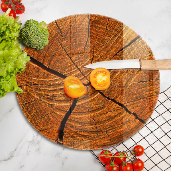 Üveg vágódeszka Fa törzsszerkezet