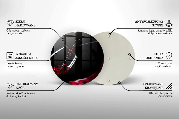 Üveg vágódeszka Egy pohár vörösbor