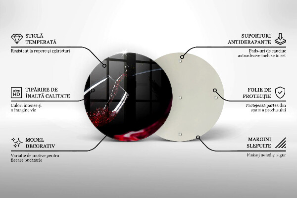 Üveg vágódeszka Egy pohár vörösbor