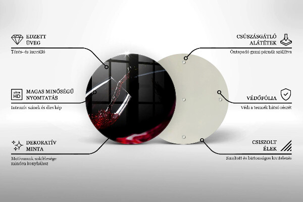 Üveg vágódeszka Egy pohár vörösbor