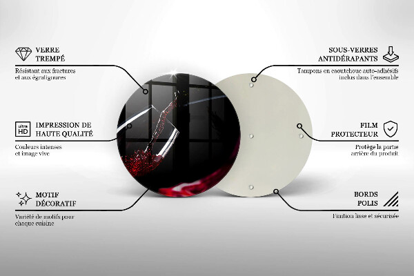 Üveg vágódeszka Egy pohár vörösbor