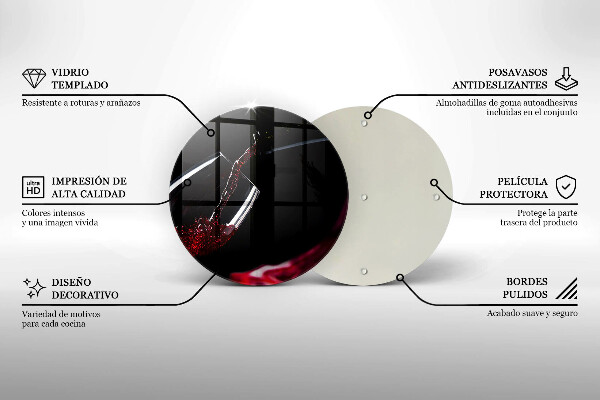 Üveg vágódeszka Egy pohár vörösbor