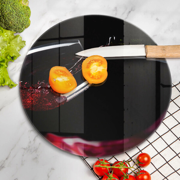 Üveg vágódeszka Egy pohár vörösbor