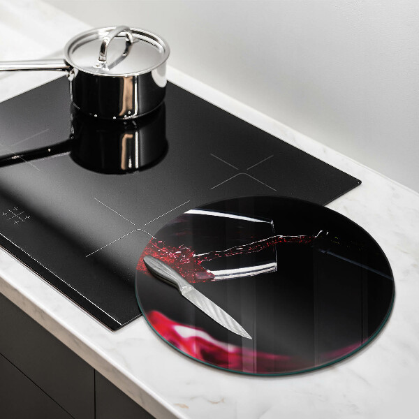 Üveg vágódeszka Egy pohár vörösbor