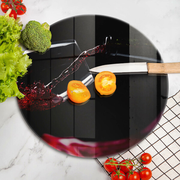 Üveg vágódeszka Egy pohár vörösbor