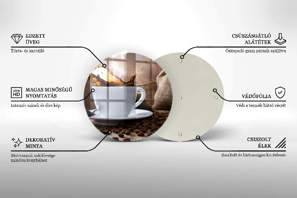 Üveg vágódeszka Csésze és kávébab