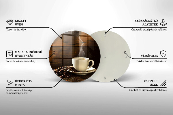 Üveg vágódeszka Fa kávéscsésze