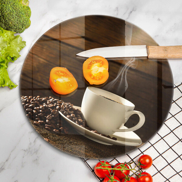 Üveg vágódeszka Fa kávéscsésze