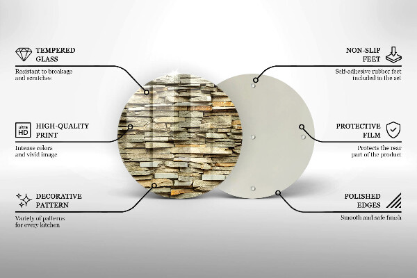 Üveg vágódeszka Díszítő kövek