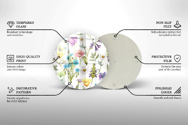 Üveg vágódeszka Virágok illusztráció