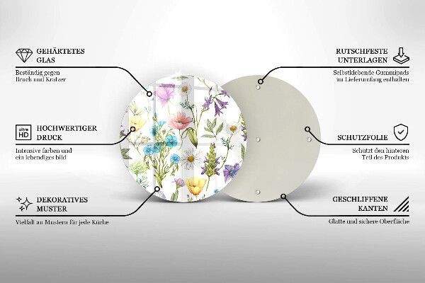 Üveg vágódeszka Virágok illusztráció