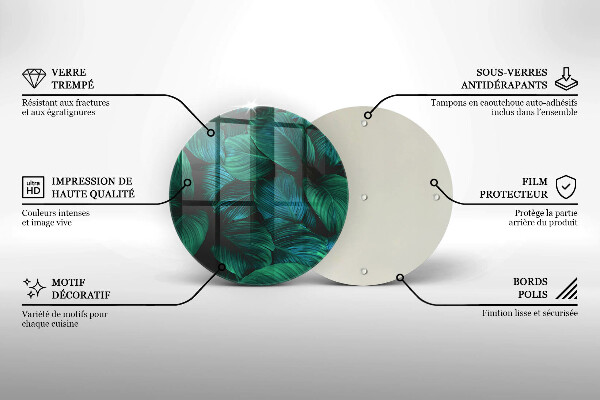 Üveg vágódeszka Dzsungel levelei