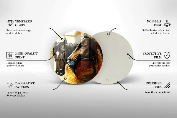 Üveg vágódeszka Állatok lovak