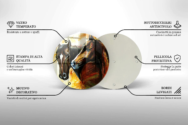 Üveg vágódeszka Állatok lovak