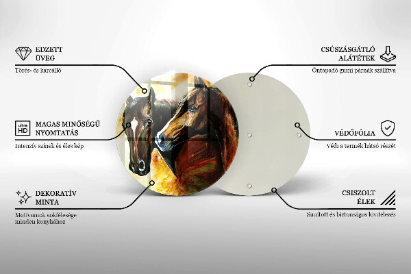 Üveg vágódeszka Állatok lovak