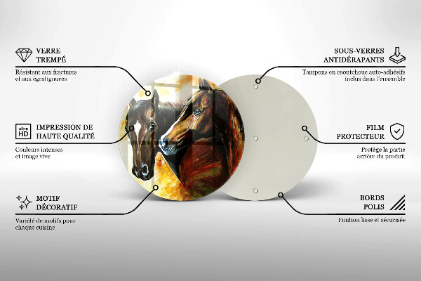 Üveg vágódeszka Állatok lovak