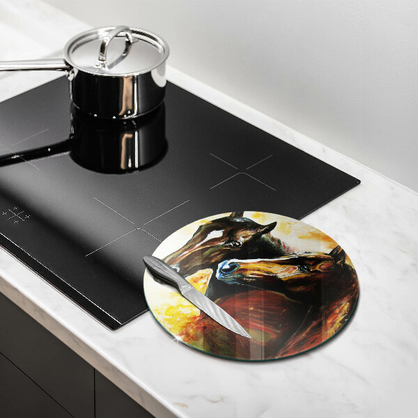 Üveg vágódeszka Állatok lovak