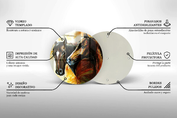 Üveg vágódeszka Állatok lovak