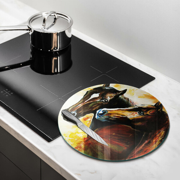 Üveg vágódeszka Állatok lovak