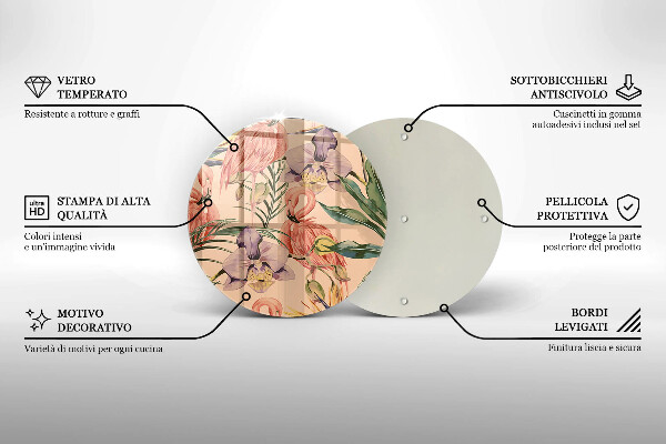 Üveg vágódeszka Flamingók illusztráció