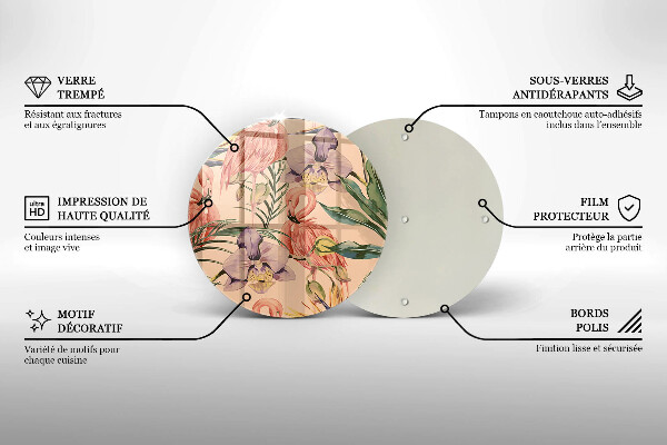 Üveg vágódeszka Flamingók illusztráció