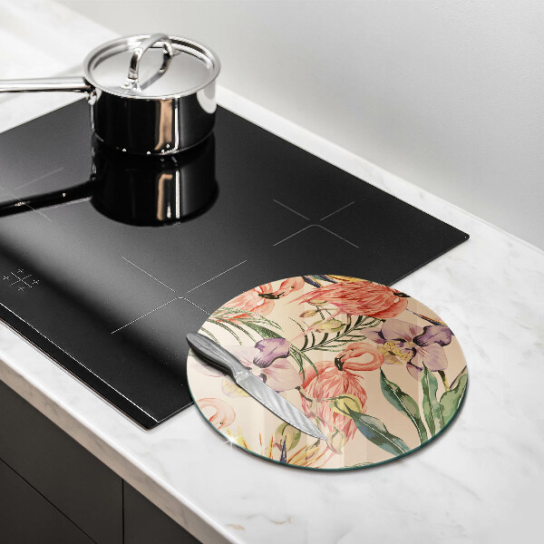 Üveg vágódeszka Flamingók illusztráció