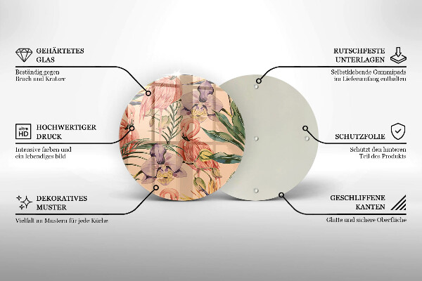 Üveg vágódeszka Flamingók illusztráció