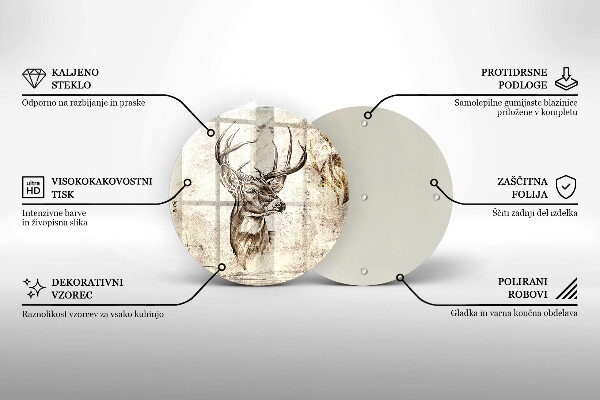 Üveg vágódeszka Szarvas állat illusztráció