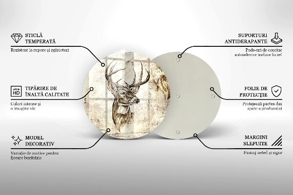 Üveg vágódeszka Szarvas állat illusztráció