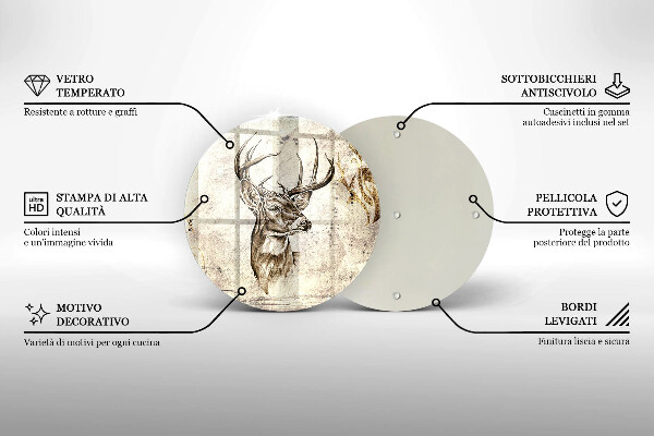 Üveg vágódeszka Szarvas állat illusztráció