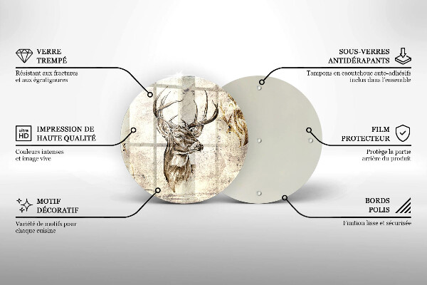 Üveg vágódeszka Szarvas állat illusztráció