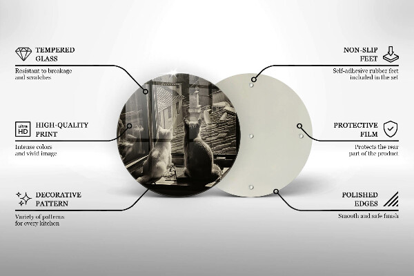 Üveg vágódeszka Macskák város és ablak