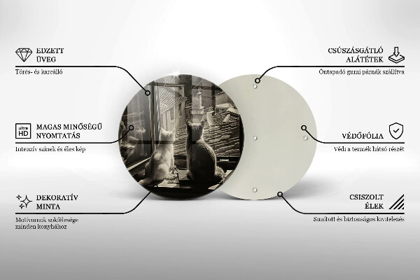 Üveg vágódeszka Macskák város és ablak