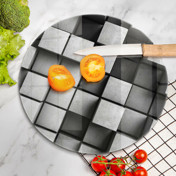 Üveg vágódeszka Absztrakt 3D négyzetek